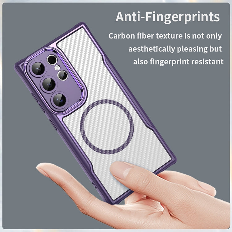 For Samsung Galaxy S24 Ultra 5G Carbon Fiber Texture MagSafe Translucent Phone Case