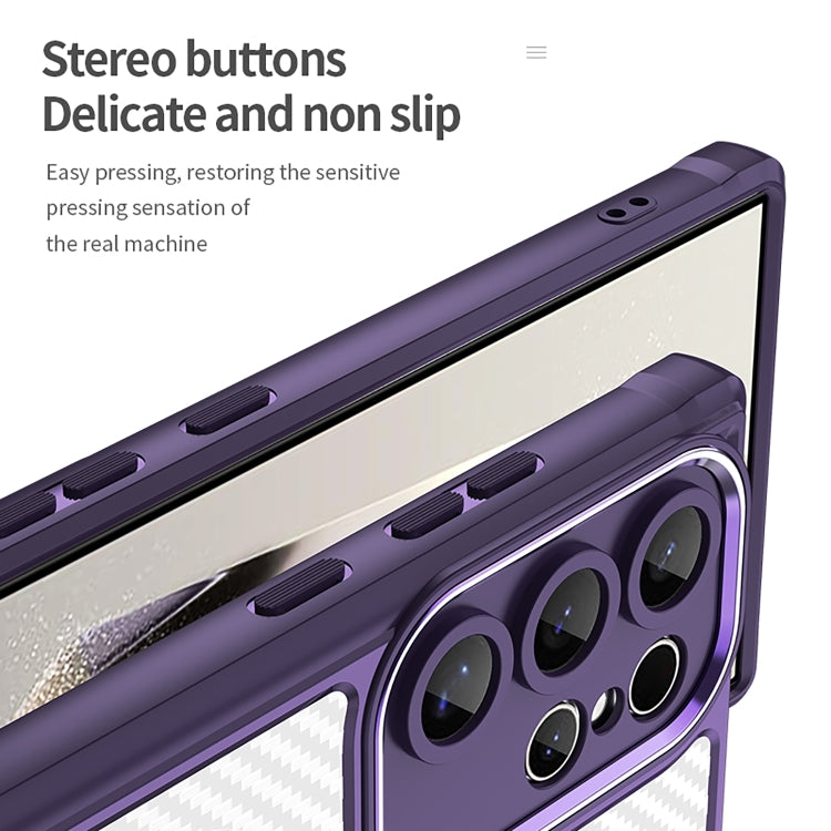 For Samsung Galaxy S24 Ultra 5G Carbon Fiber Texture MagSafe Translucent Phone Case
