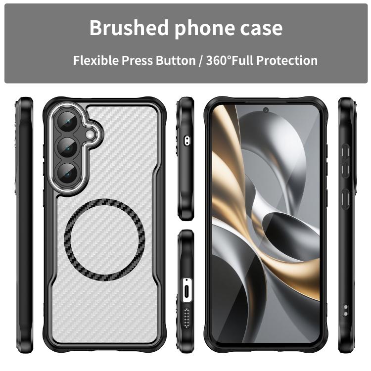 For Samsung Galaxy S25 FE 5G Carbon Fiber Texture MagSafe Translucent Phone Case