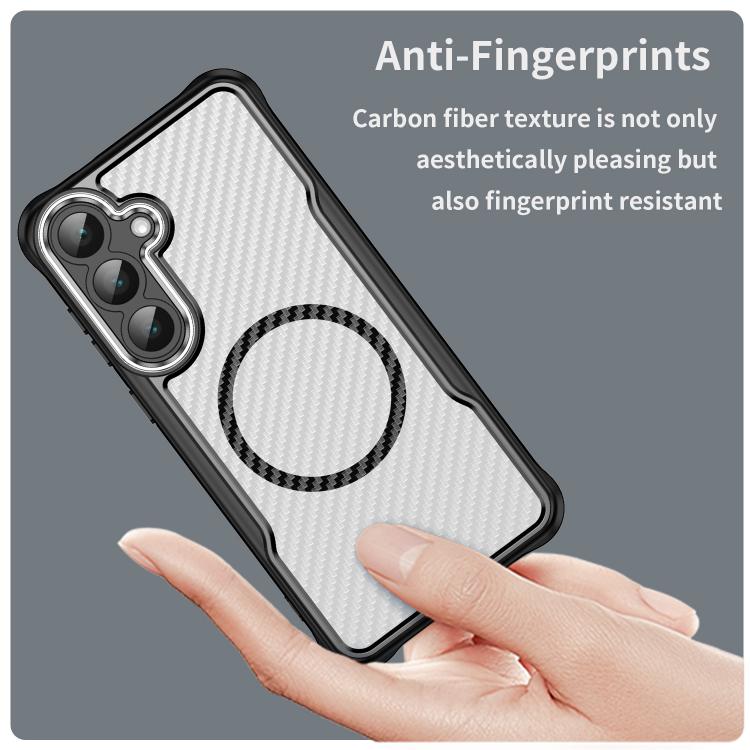 For Samsung Galaxy S25 FE 5G Carbon Fiber Texture MagSafe Translucent Phone Case
