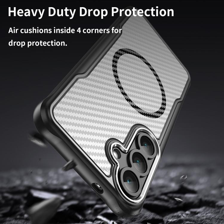 For Samsung Galaxy S25 FE 5G Carbon Fiber Texture MagSafe Translucent Phone Case