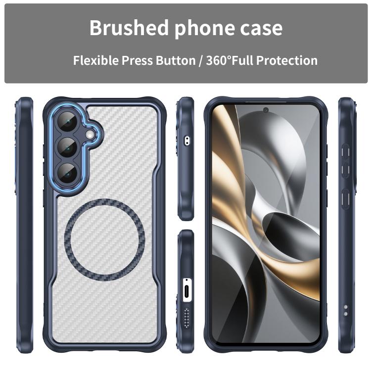 For Samsung Galaxy S25 FE 5G Carbon Fiber Texture MagSafe Translucent Phone Case