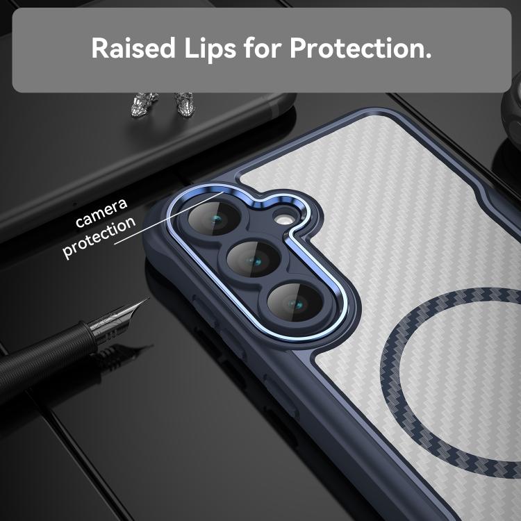 For Samsung Galaxy S25 FE 5G Carbon Fiber Texture MagSafe Translucent Phone Case