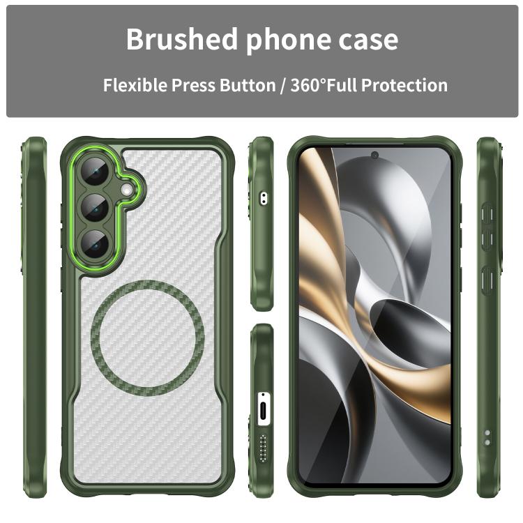 For Samsung Galaxy S25 FE 5G Carbon Fiber Texture MagSafe Translucent Phone Case