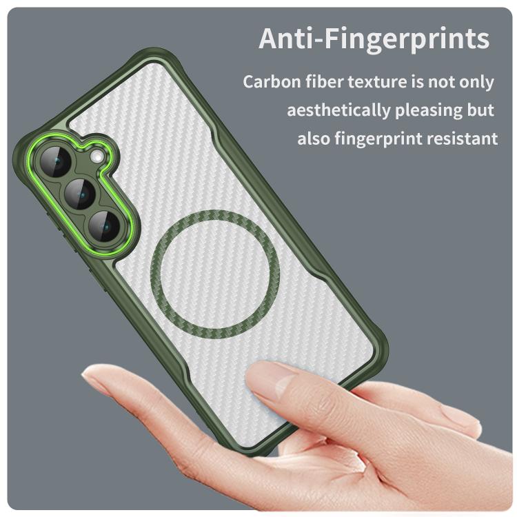 For Samsung Galaxy S25 FE 5G Carbon Fiber Texture MagSafe Translucent Phone Case