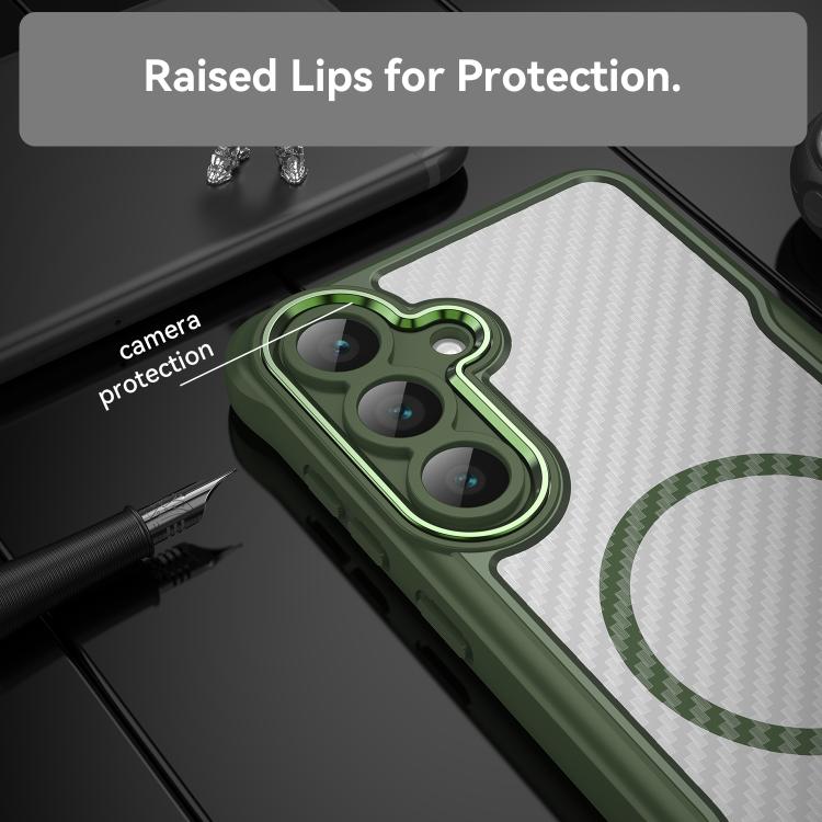 For Samsung Galaxy S25 FE 5G Carbon Fiber Texture MagSafe Translucent Phone Case