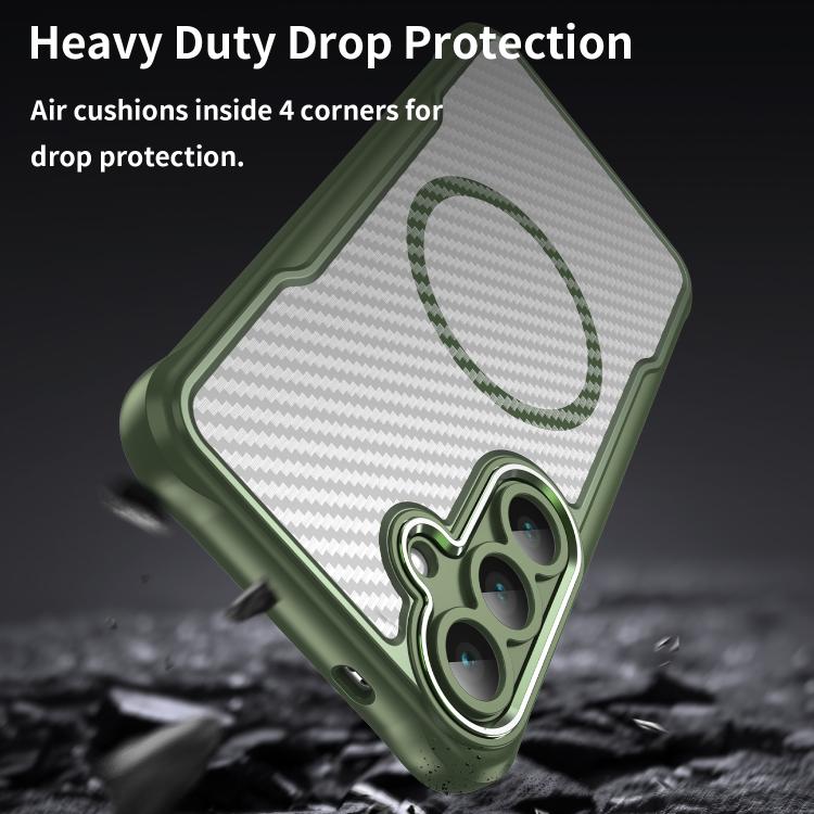 For Samsung Galaxy S25 FE 5G Carbon Fiber Texture MagSafe Translucent Phone Case