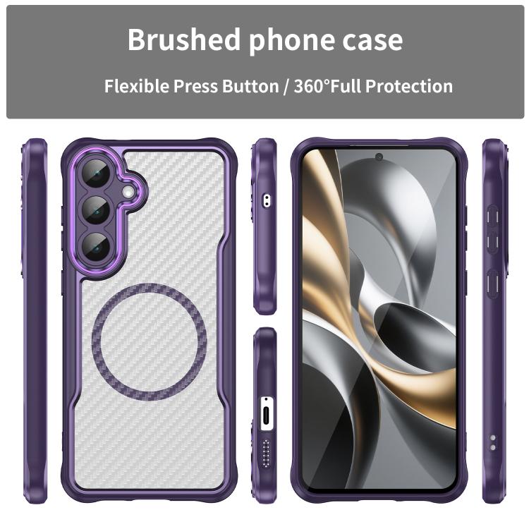 For Samsung Galaxy S25 FE 5G Carbon Fiber Texture MagSafe Translucent Phone Case