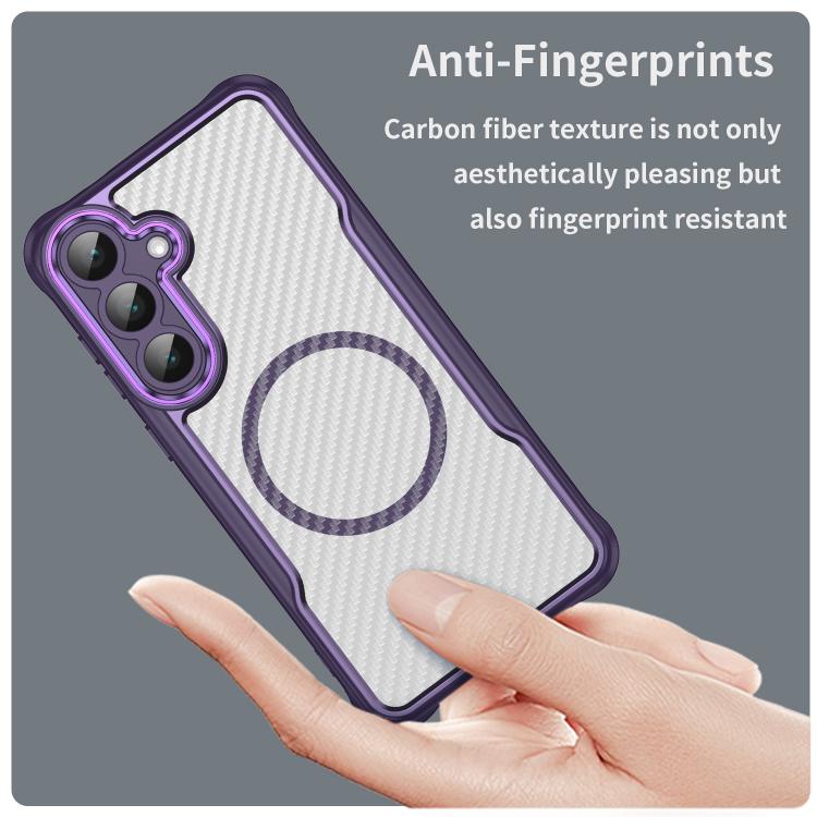 For Samsung Galaxy S25 FE 5G Carbon Fiber Texture MagSafe Translucent Phone Case