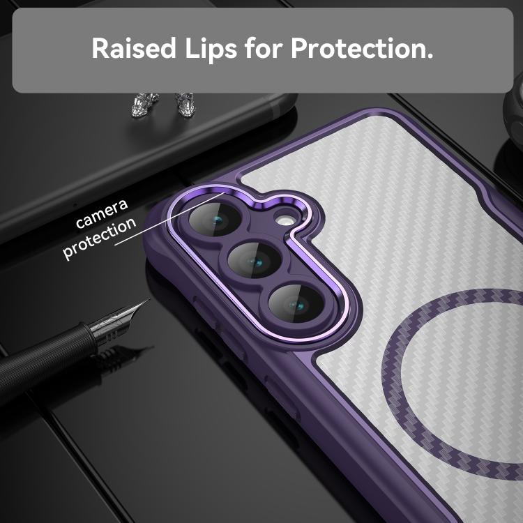 For Samsung Galaxy S25 FE 5G Carbon Fiber Texture MagSafe Translucent Phone Case