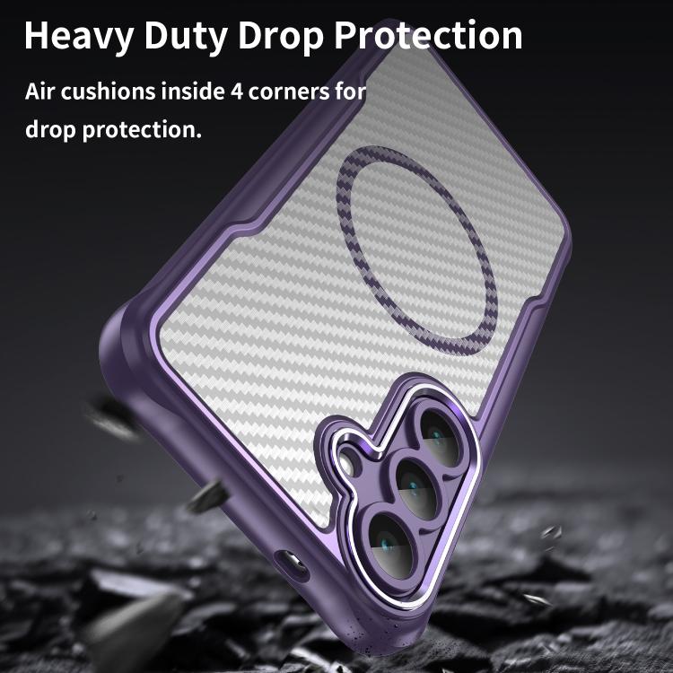 For Samsung Galaxy S25 FE 5G Carbon Fiber Texture MagSafe Translucent Phone Case