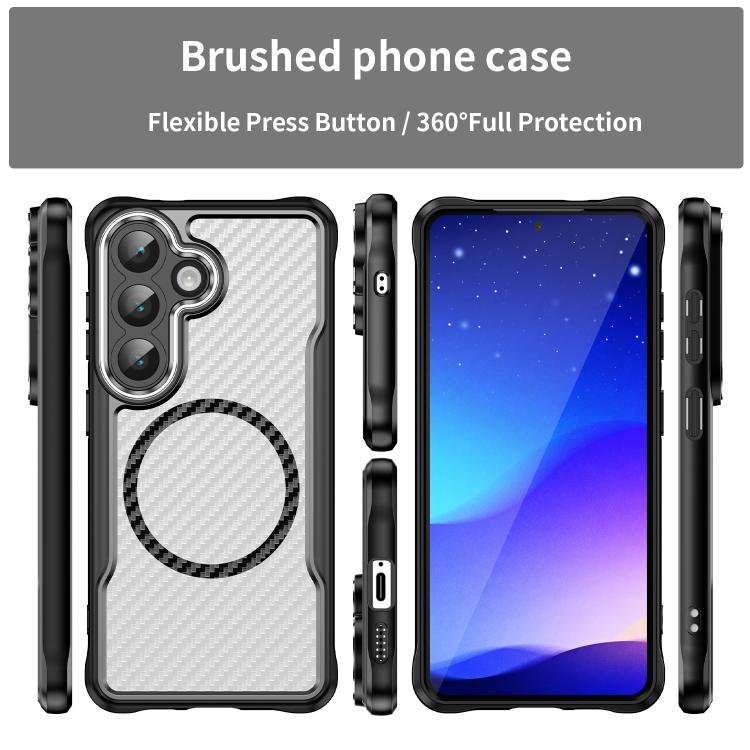 For Samsung Galaxy S26 5G Carbon Fiber Texture MagSafe Translucent Phone Case