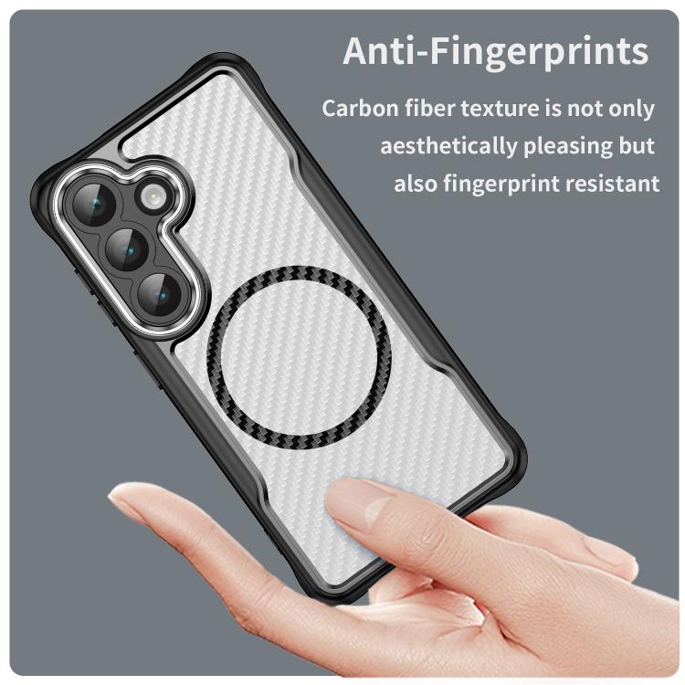 For Samsung Galaxy S26 5G Carbon Fiber Texture MagSafe Translucent Phone Case