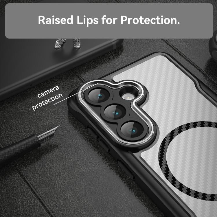 For Samsung Galaxy S26 5G Carbon Fiber Texture MagSafe Translucent Phone Case