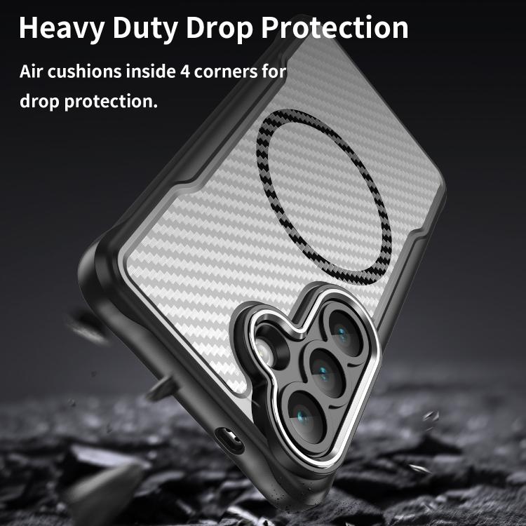For Samsung Galaxy S26 5G Carbon Fiber Texture MagSafe Translucent Phone Case
