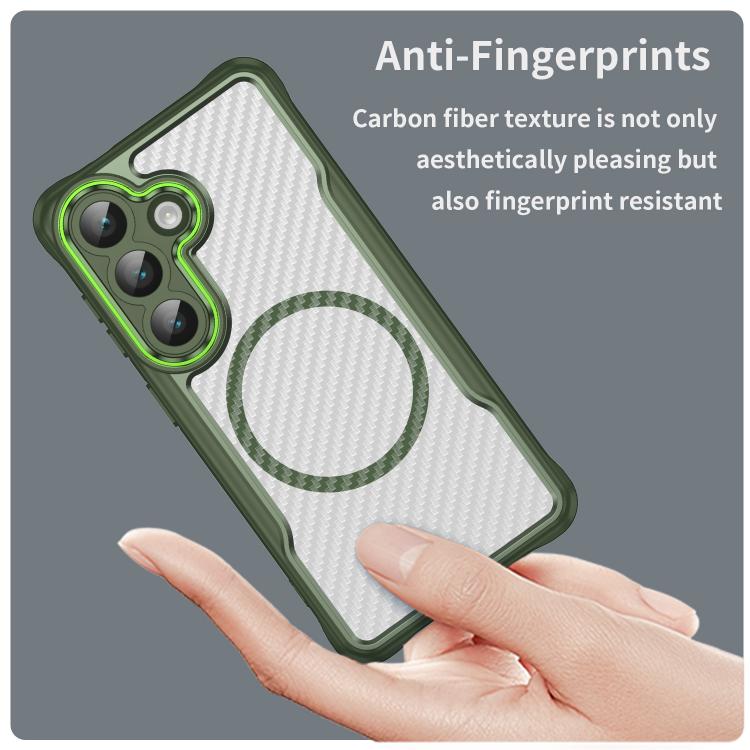 For Samsung Galaxy S26 5G Carbon Fiber Texture MagSafe Translucent Phone Case