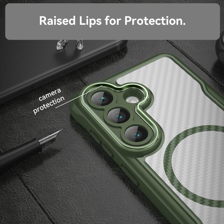 For Samsung Galaxy S26 5G Carbon Fiber Texture MagSafe Translucent Phone Case