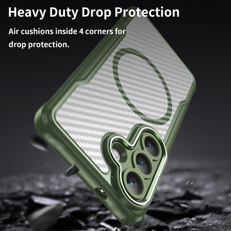 For Samsung Galaxy S26 5G Carbon Fiber Texture MagSafe Translucent Phone Case