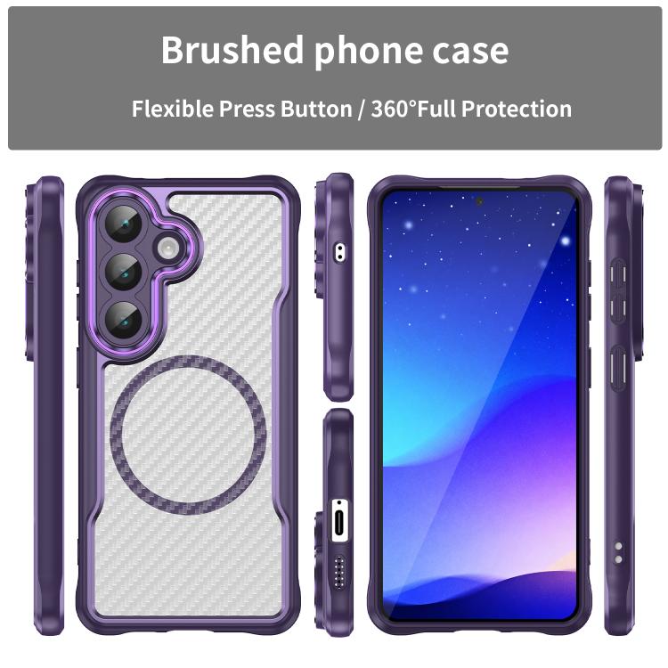 For Samsung Galaxy S26 5G Carbon Fiber Texture MagSafe Translucent Phone Case