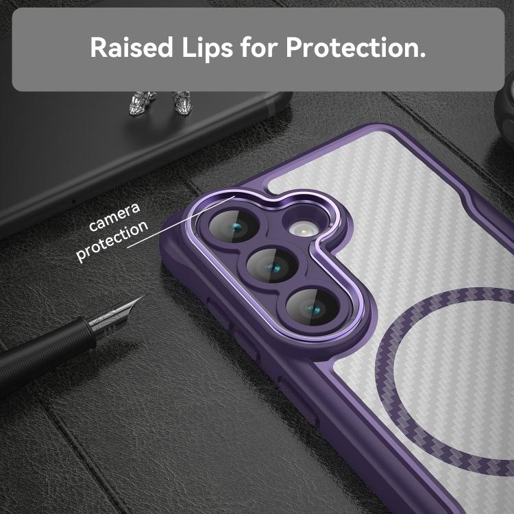 For Samsung Galaxy S26 5G Carbon Fiber Texture MagSafe Translucent Phone Case
