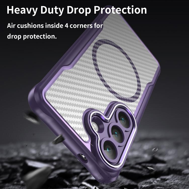 For Samsung Galaxy S26 5G Carbon Fiber Texture MagSafe Translucent Phone Case
