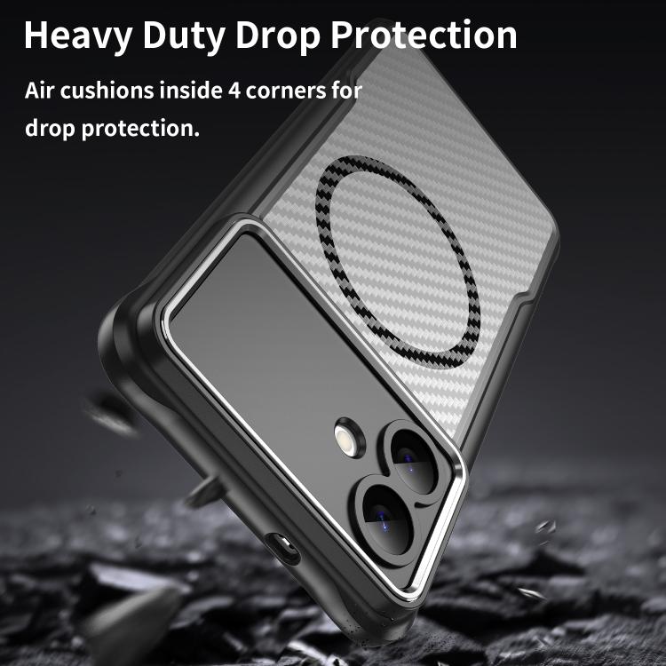 For Samsung Galaxy S26 Edge 5G Carbon Fiber Texture MagSafe Translucent Phone Case