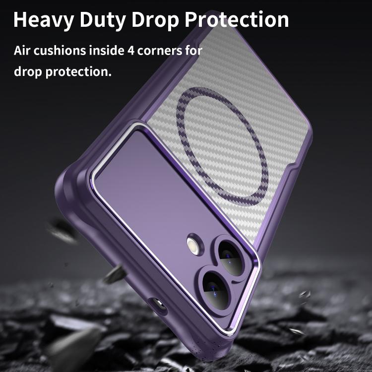For Samsung Galaxy S26 Edge 5G Carbon Fiber Texture MagSafe Translucent Phone Case