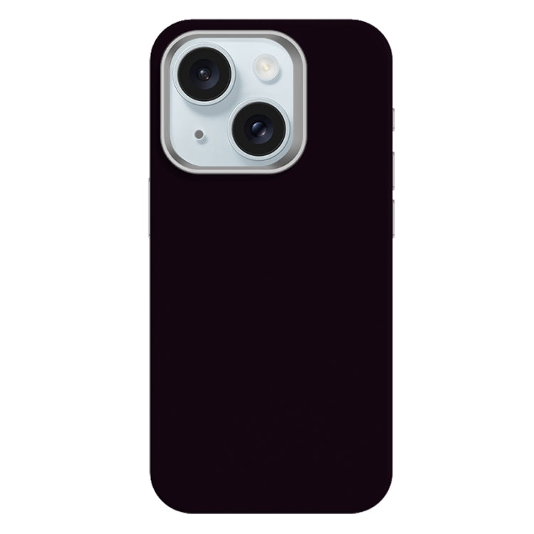 For iPhone 15 Skin Feel Fine Leather Texture Metal Lens Frame MagSafe Phone Case