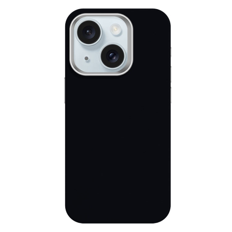 For iPhone 15 Skin Feel Fine Leather Texture Metal Lens Frame MagSafe Phone Case