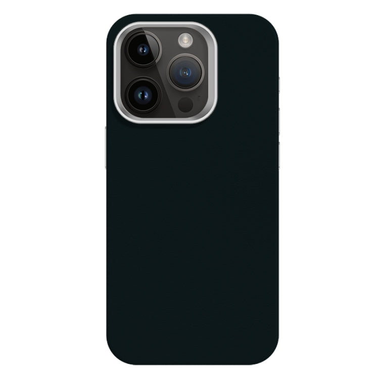 For iPhone 14 Pro Max Skin Feel Fine Leather Texture Metal Lens Frame MagSafe Phone Case
