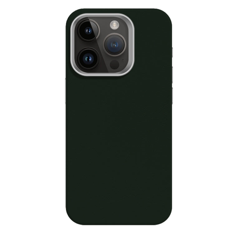 For iPhone 14 Pro Max Skin Feel Fine Leather Texture Metal Lens Frame MagSafe Phone Case