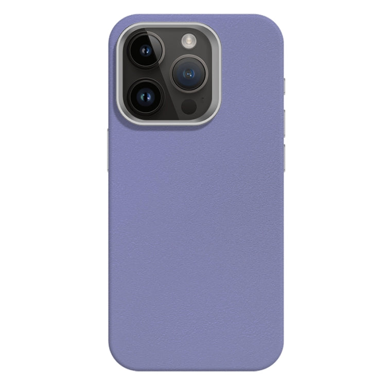 For iPhone 14 Pro Max Skin Feel Fine Leather Texture Metal Lens Frame MagSafe Phone Case