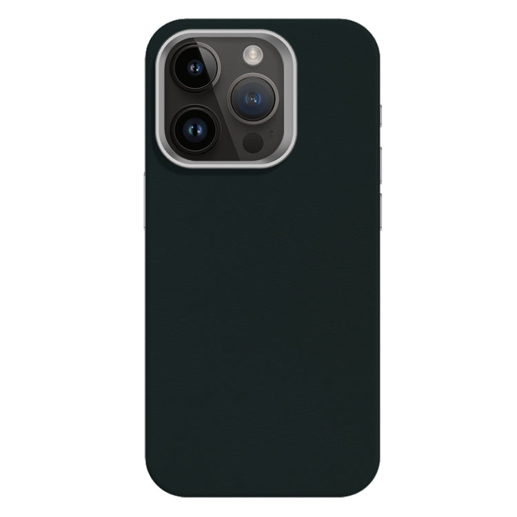 For iPhone 13 Pro Max Skin Feel Fine Leather Texture Metal Lens Frame MagSafe Phone Case