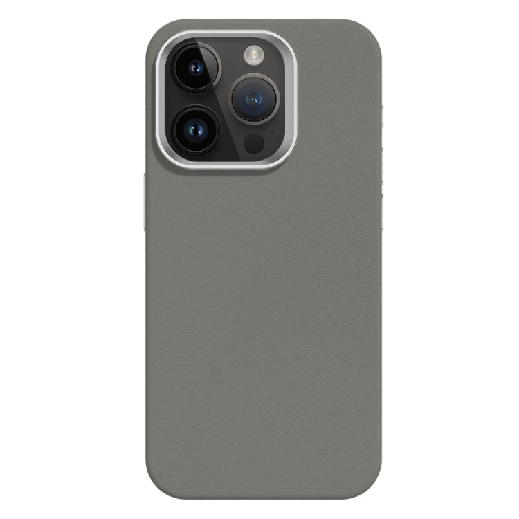 For iPhone 13 Pro Max Skin Feel Fine Leather Texture Metal Lens Frame MagSafe Phone Case