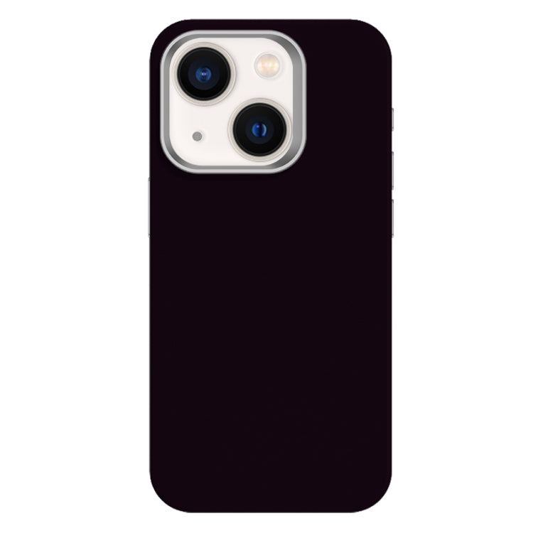 For iPhone 13 Skin Feel Fine Leather Texture Metal Lens Frame MagSafe Phone Case