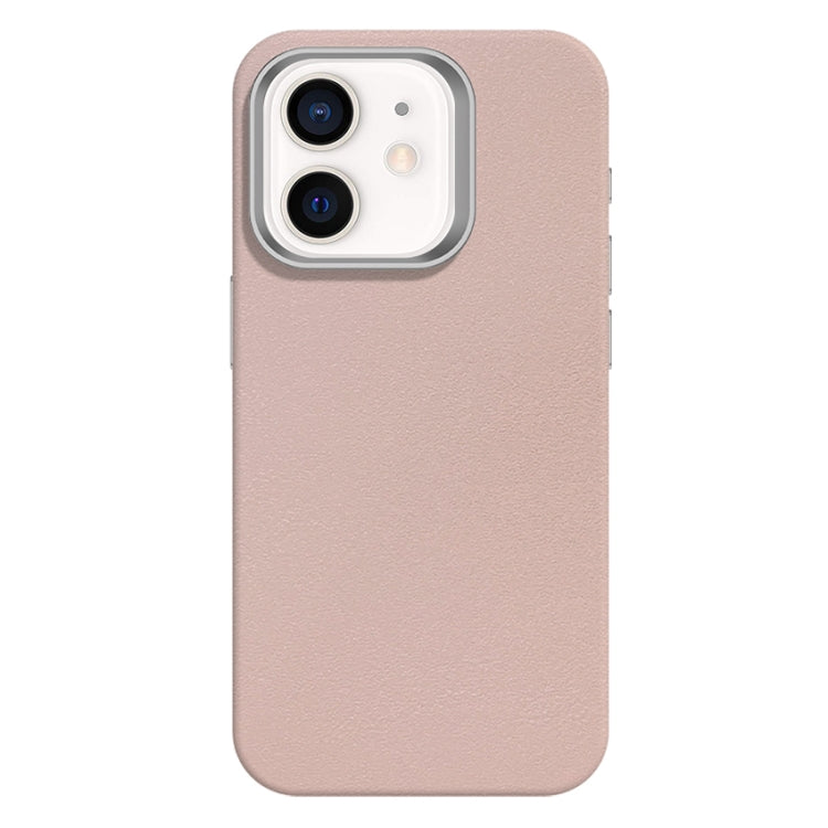 For iPhone 12 Skin Feel Fine Leather Texture Metal Lens Frame MagSafe Phone Case
