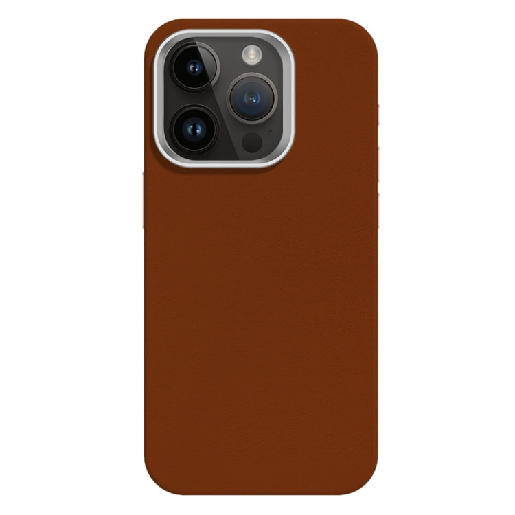 For iPhone 12 Pro Max Skin Feel Fine Leather Texture Metal Lens Frame MagSafe Phone Case