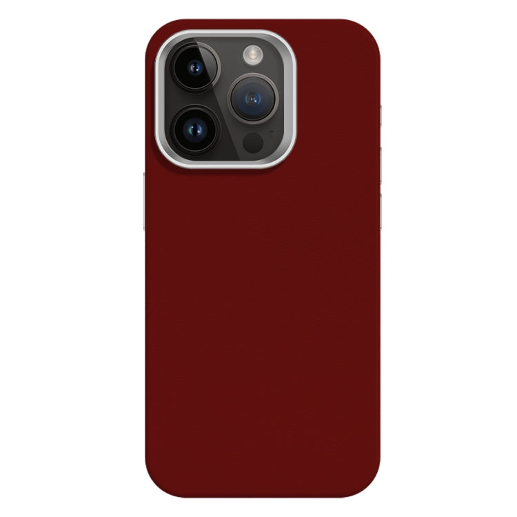 For iPhone 12 Pro Max Skin Feel Fine Leather Texture Metal Lens Frame MagSafe Phone Case