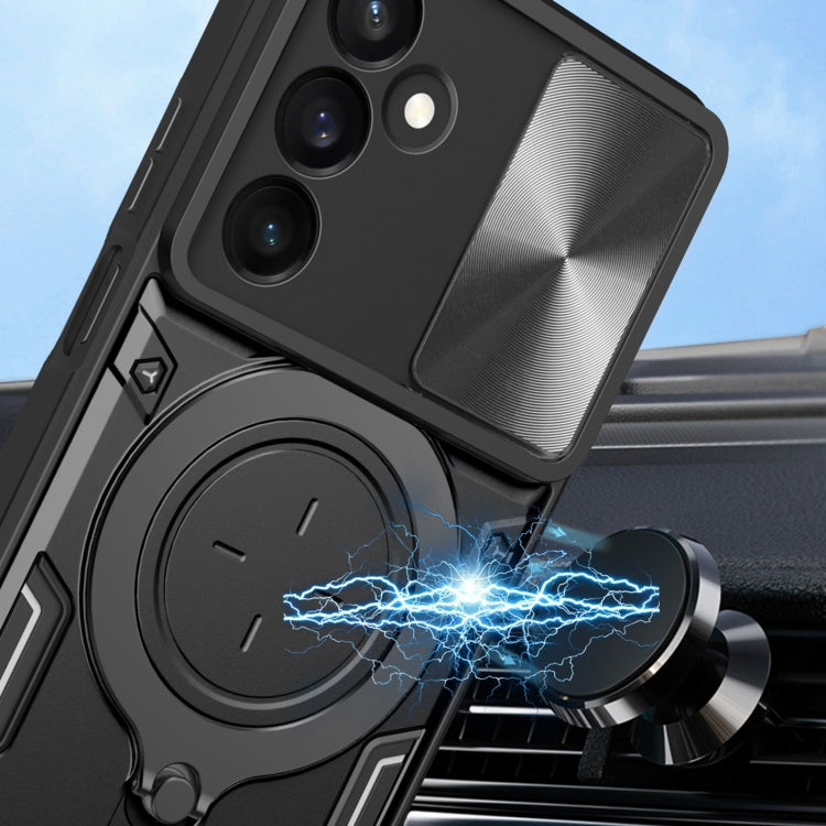 For Samsung Galaxy A25 5G Global CD Texture Sliding Camshield Magnetic Holder Phone Case