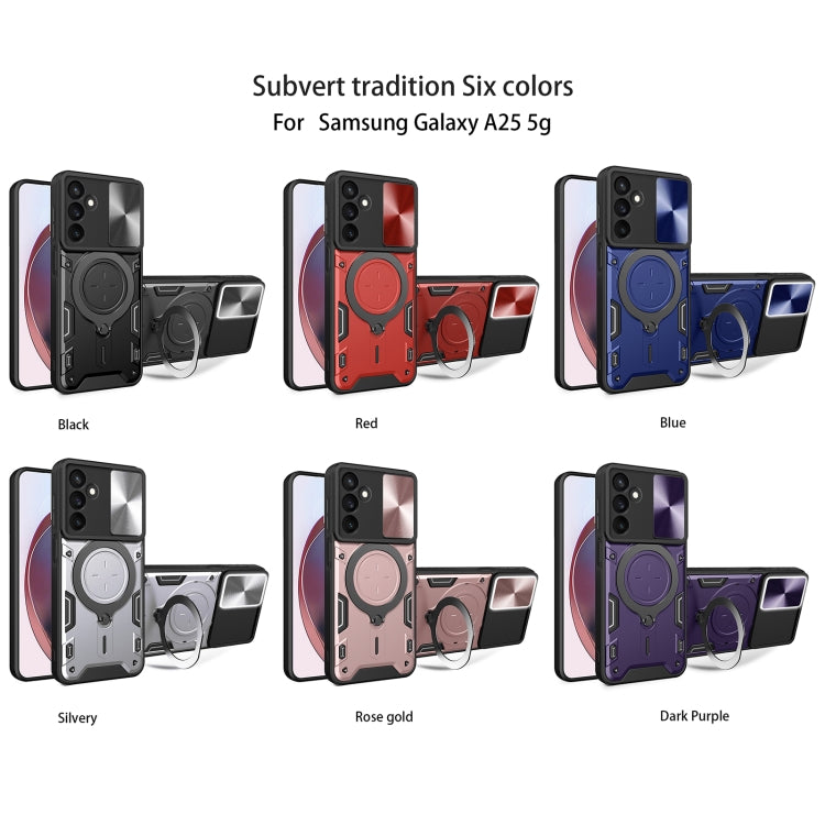 For Samsung Galaxy A25 5G Global CD Texture Sliding Camshield Magnetic Holder Phone Case
