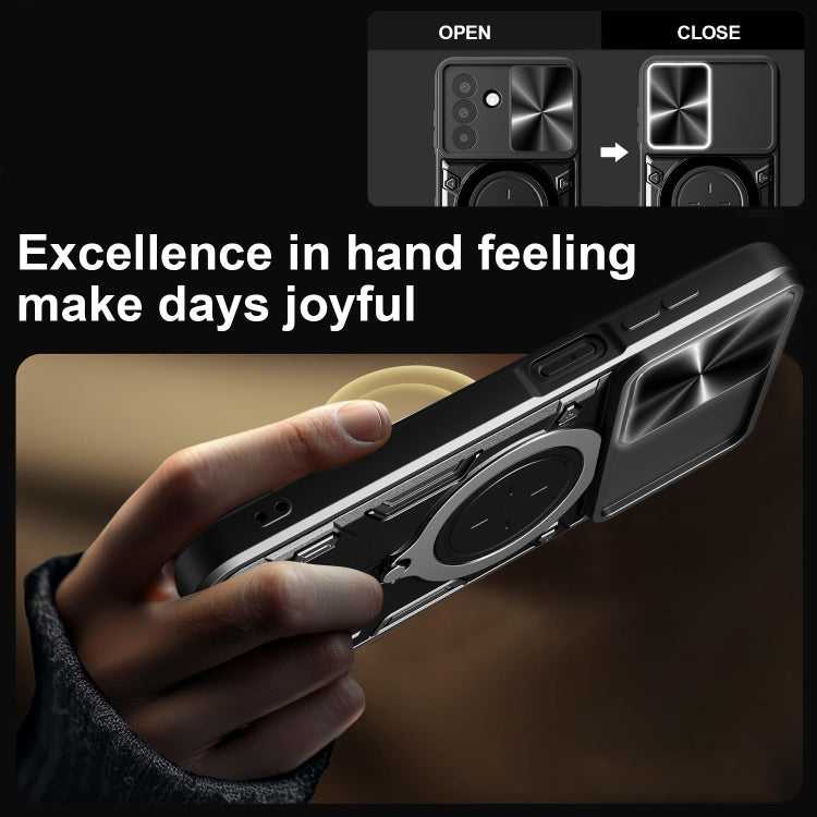 For Samsung Galaxy A26 5G CD Texture Sliding Camshield Magnetic Holder Phone Case
