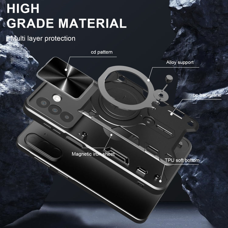 For Samsung Galaxy A26 5G CD Texture Sliding Camshield Magnetic Holder Phone Case