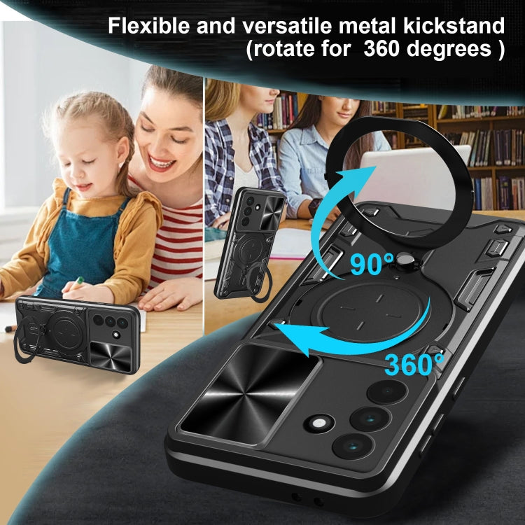 For Samsung Galaxy A56 5G CD Texture Sliding Camshield Magnetic Holder Phone Case