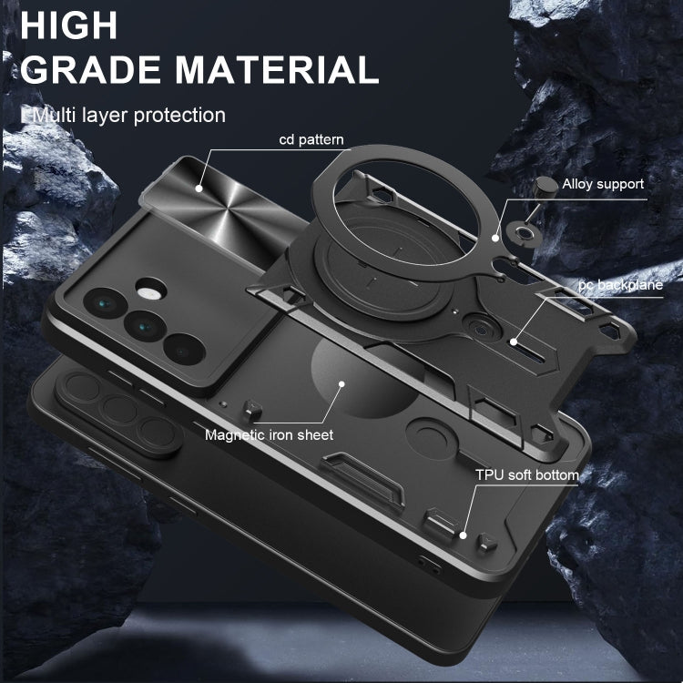 For Samsung Galaxy A56 5G CD Texture Sliding Camshield Magnetic Holder Phone Case
