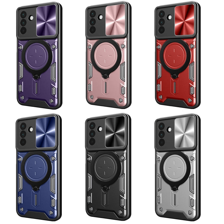 For Samsung Galaxy A56 5G CD Texture Sliding Camshield Magnetic Holder Phone Case