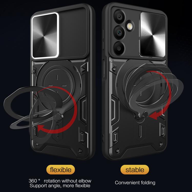 For Samsung Galaxy A16 5G CD Texture Sliding Camshield Magnetic Holder Phone Case