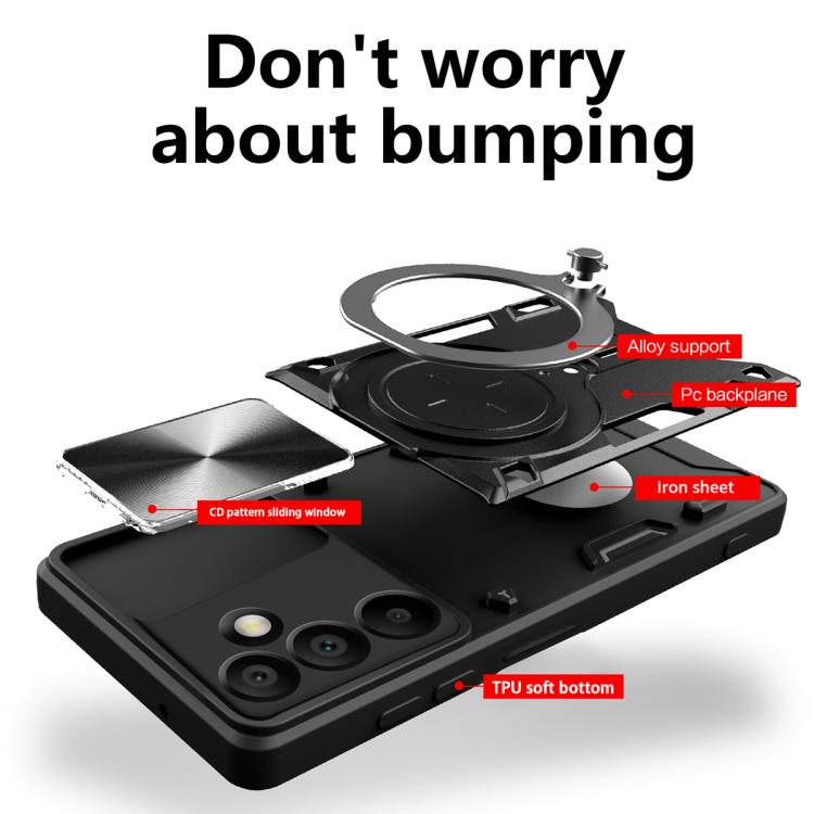 For Samsung Galaxy A16 5G CD Texture Sliding Camshield Magnetic Holder Phone Case