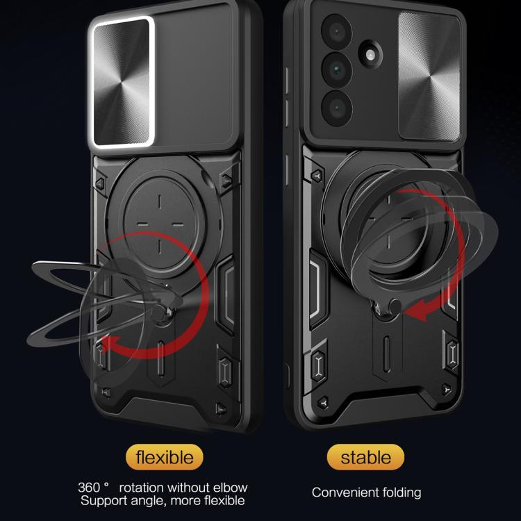 For Samsung Galaxy A36 5G CD Texture Sliding Camshield Magnetic Holder Phone Case