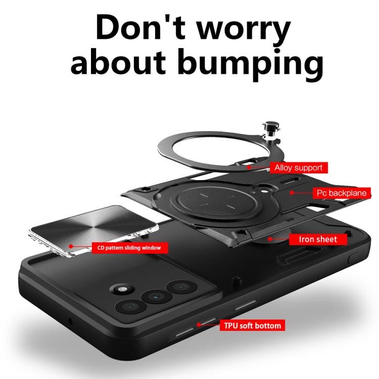 For Samsung Galaxy A36 5G CD Texture Sliding Camshield Magnetic Holder Phone Case