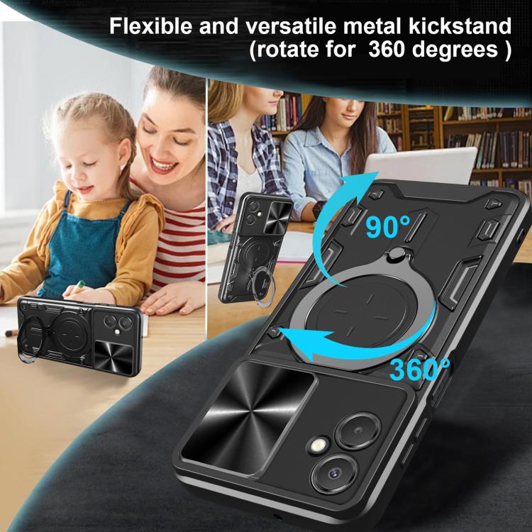 For Samsung Galaxy A06 5G CD Texture Sliding Camshield Magnetic Holder Phone Case